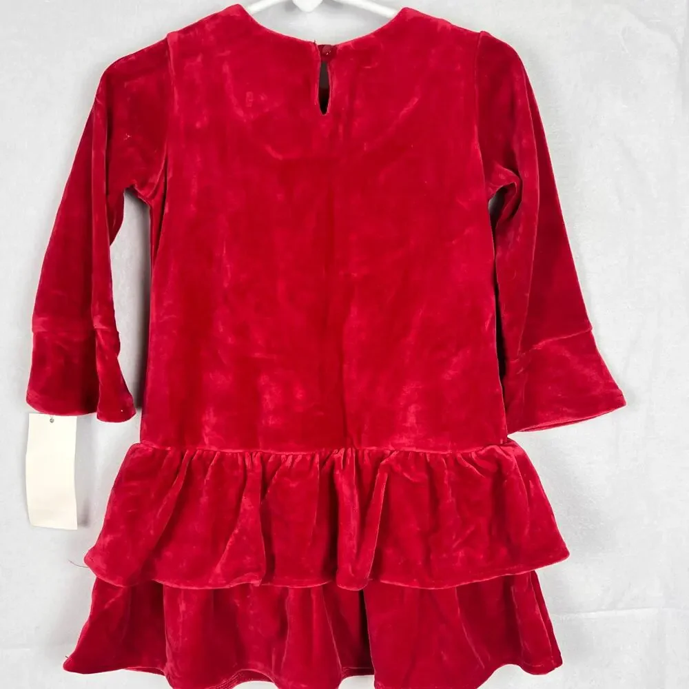 Ralph Lauren Vintage Girls Red Velvet Tiered Dress 2T NWT Holiday Christmas